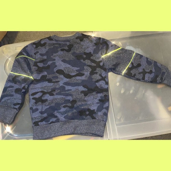 Blue Army Fatigue Sweatshirt w/ Lime Green Accents - Picture 3 of 3